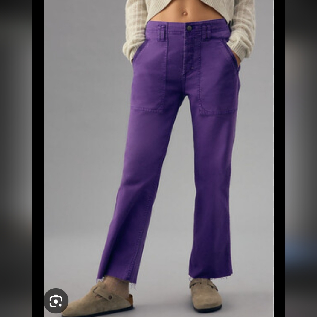 Anthropologie Pilcro Yaya Cropped Flare Colored Denim Purple 30 Nwot